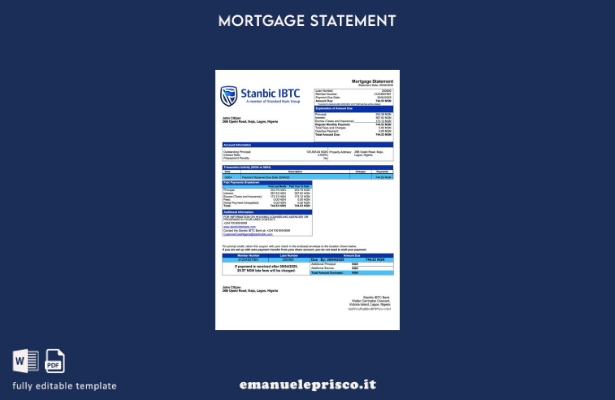 stile verificato Modello di estratto conto mutuo bancario Nigeria Stanbic IBTC M